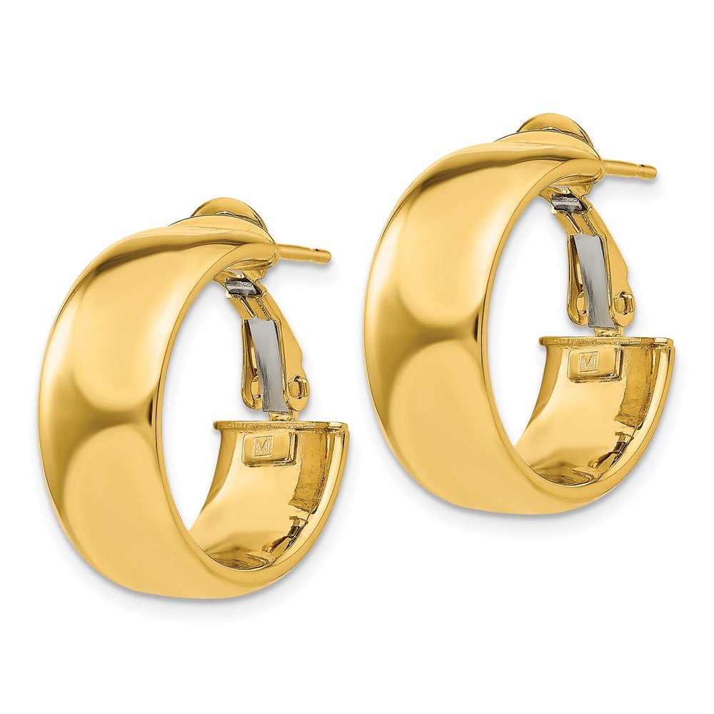 14K Gelbgold 7.75mm Klein Omega Rückseite Creolen
