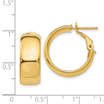 14K Gelbgold 7.75mm Klein Omega Rückseite Creolen