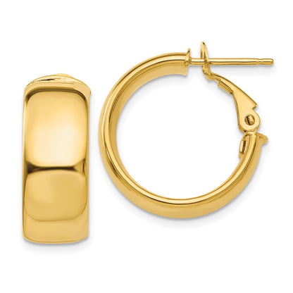 14K Gelbgold 7.75mm Klein Omega Rückseite Creolen