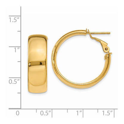 14K Gelbgold 7.75mm Omega Rückseite Creolen