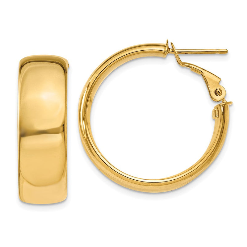 14K Gelbgold 7.75mm Omega Rückseite Creolen