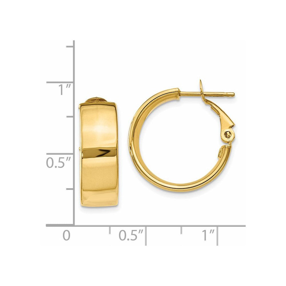 14K Gelbgold Poliert 6.75mm Omega Rückseite Creolen