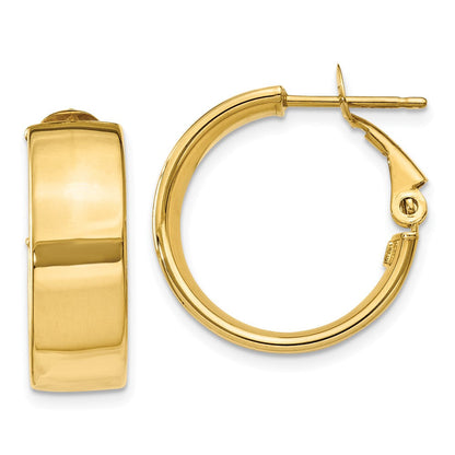 14K Gelbgold Poliert 6.75mm Omega Rückseite Creolen