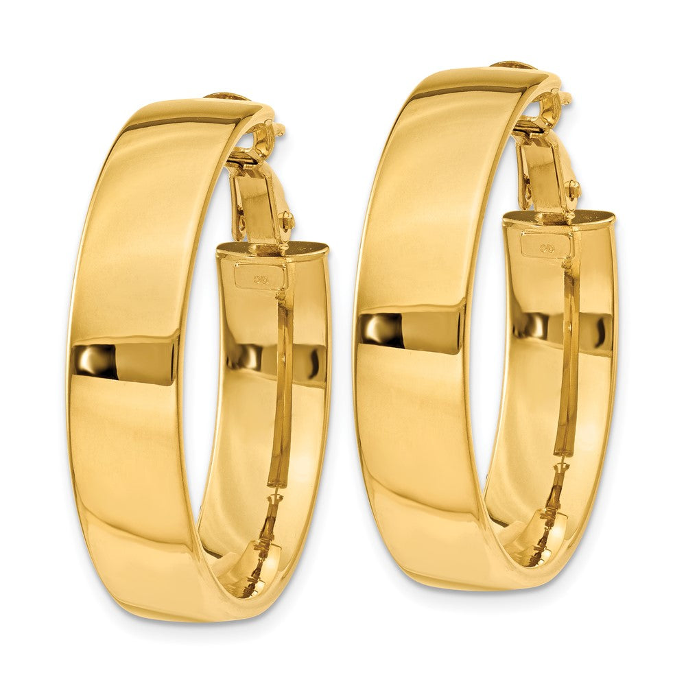 14K Gelbgold 6.75mm Groß Omega Rückseite Creolen