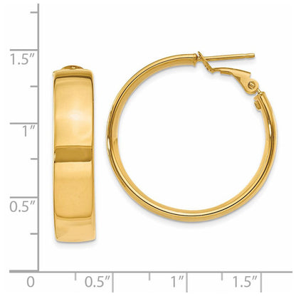 14K Gelbgold 6.75mm Groß Omega Rückseite Creolen