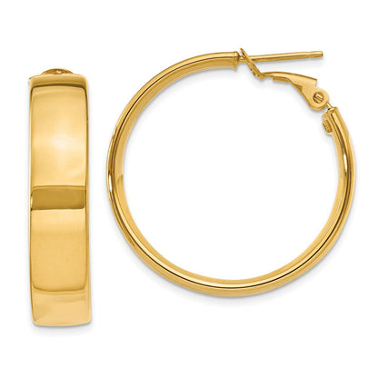 14K Gelbgold 6.75mm Groß Omega Rückseite Creolen