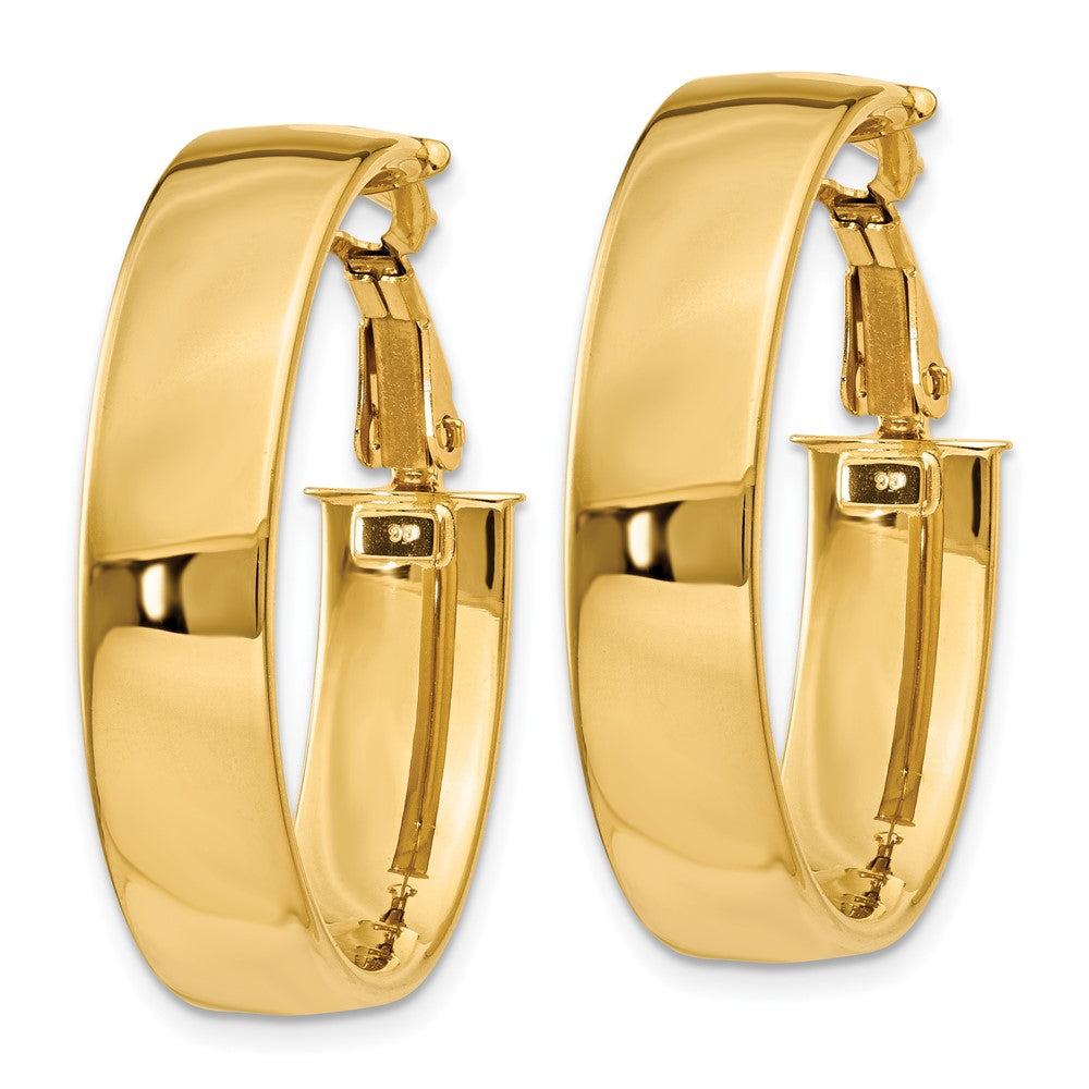 14K Gelbgold 6.75mm Oval Omega Rückseite Creolen
