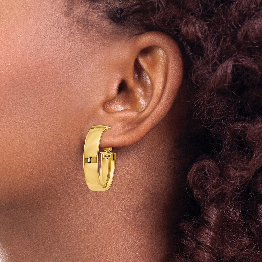 14K Gelbgold 6.75mm Oval Omega Rückseite Creolen