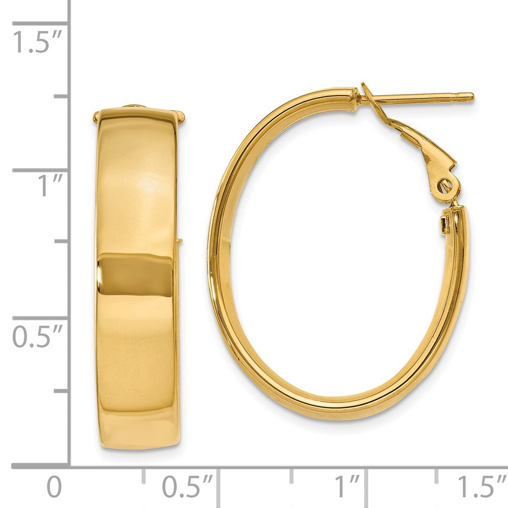 14K Gelbgold 6.75mm Oval Omega Rückseite Creolen