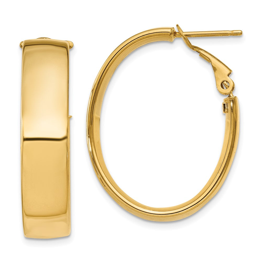 14K Gelbgold 6.75mm Oval Omega Rückseite Creolen
