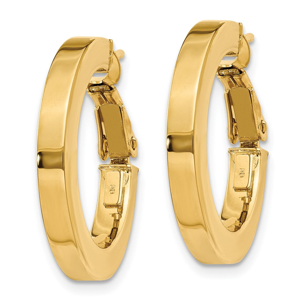 14K Gelbgold 3mm Quadratisch Röhre Rund Creolen