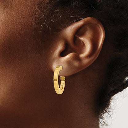 14K Gelbgold 3mm Quadratisch Röhre Rund Creolen
