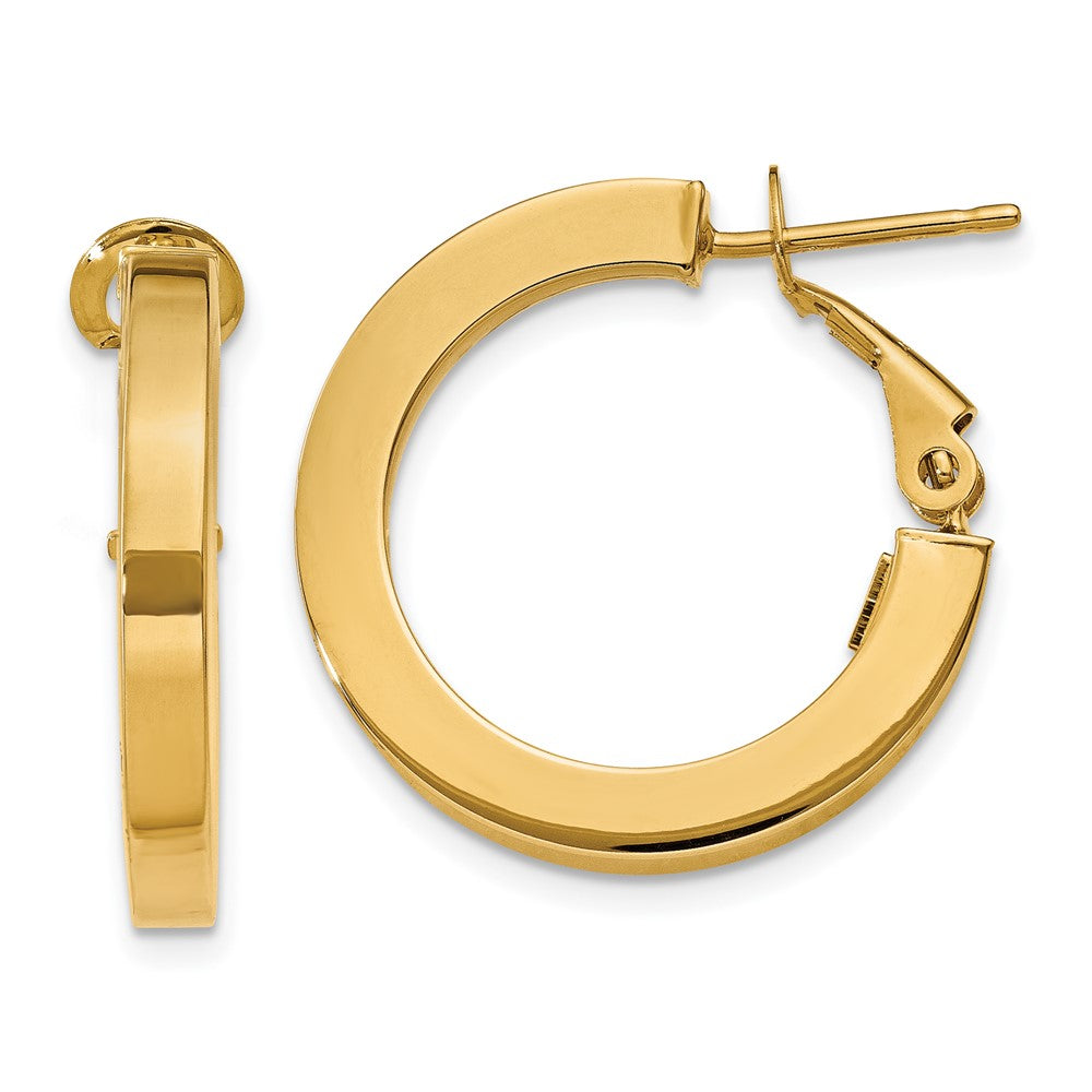 14K Gelbgold 3mm Quadratisch Röhre Rund Creolen