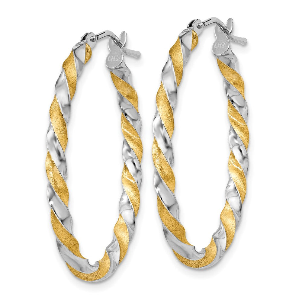 14K Gelb & Rhodium Gold Weiß Gedreht Creolen
