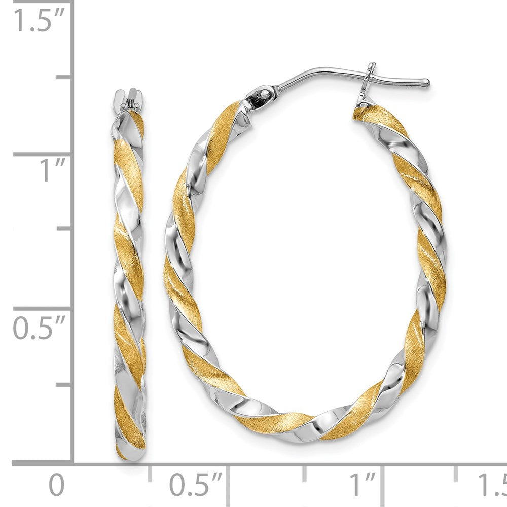 14K Gelb & Rhodium Gold Weiß Gedreht Creolen