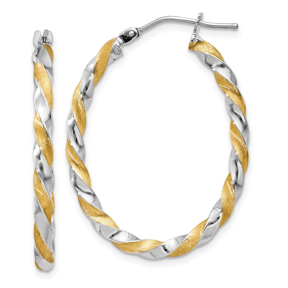 14K Gelb & Rhodium Gold Weiß Gedreht Creolen