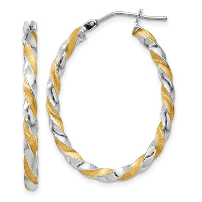 14K Gelb & Rhodium Gold Weiß Gedreht Creolen