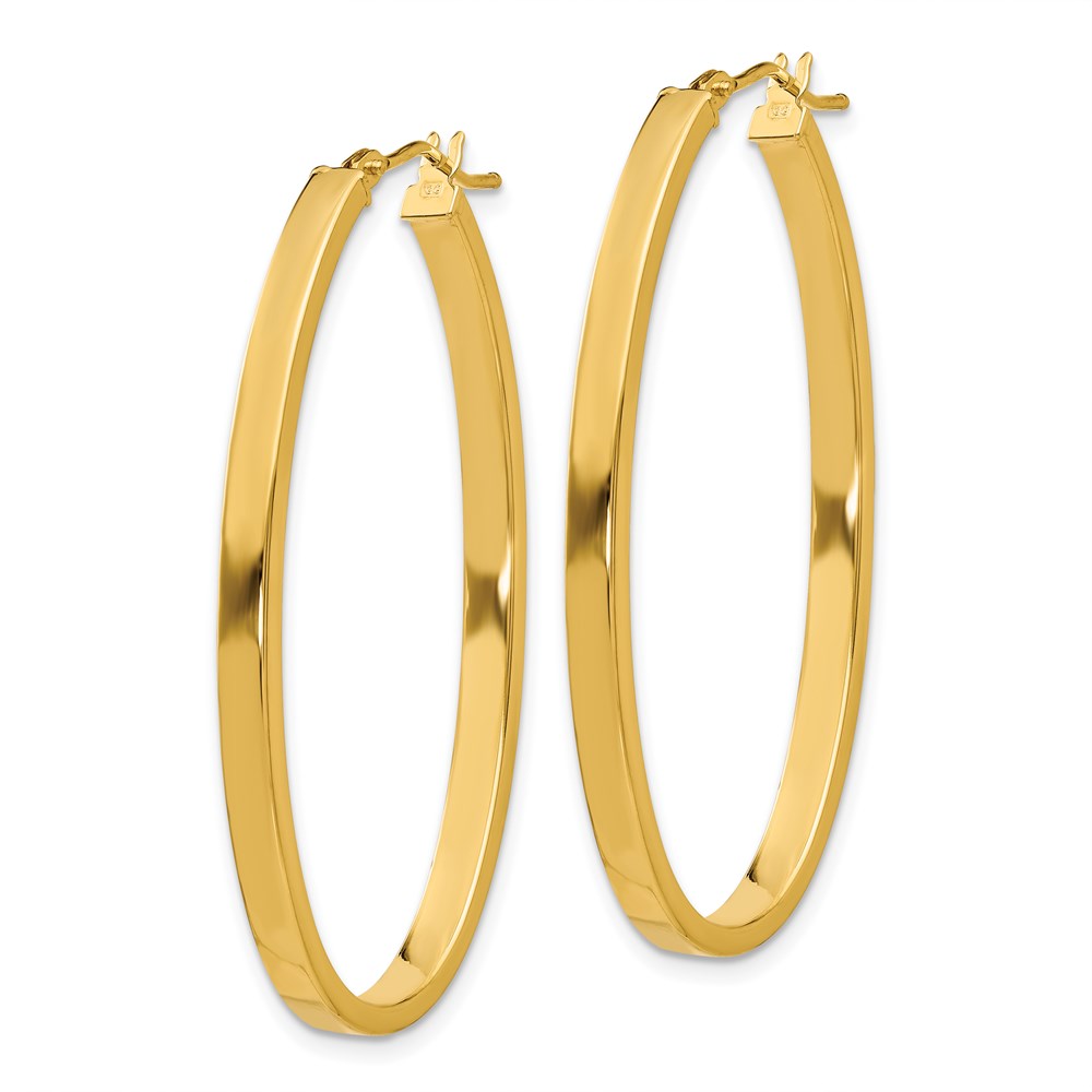 14K Gelbgold 14ky 3mm Poliert Oval Creolen