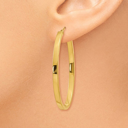 14K Gelbgold 14ky 3mm Poliert Oval Creolen