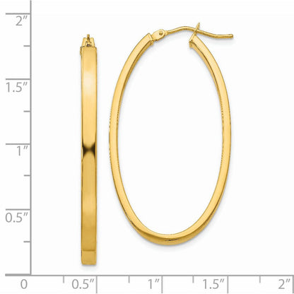 14K Gelbgold 14ky 3mm Poliert Oval Creolen