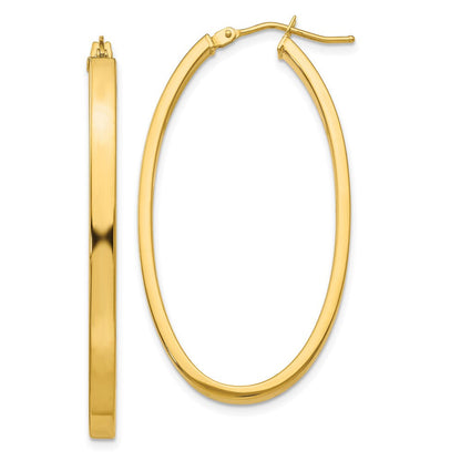 14K Gelbgold 14ky 3mm Poliert Oval Creolen