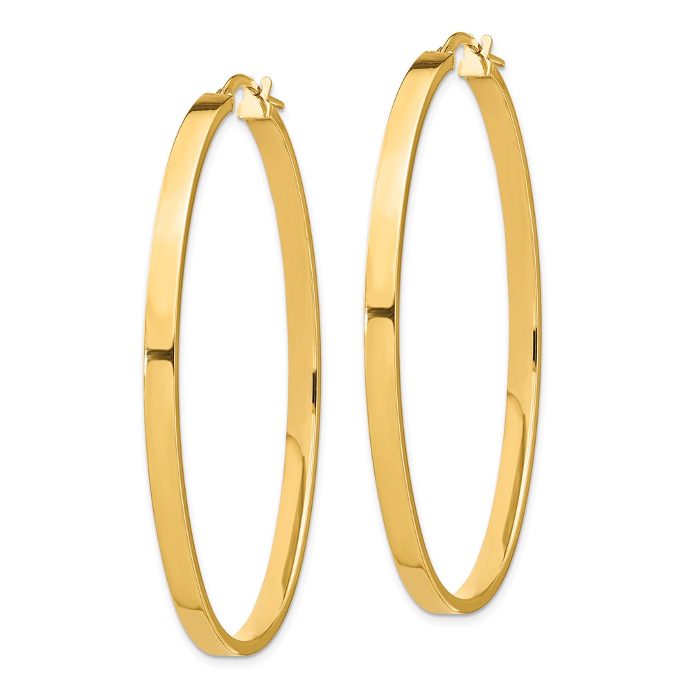 14K Gelbgold 14ky 3mm Poliert Groß Oval Creolen