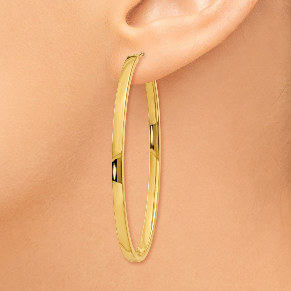 14K Gelbgold 14ky 3mm Poliert Groß Oval Creolen