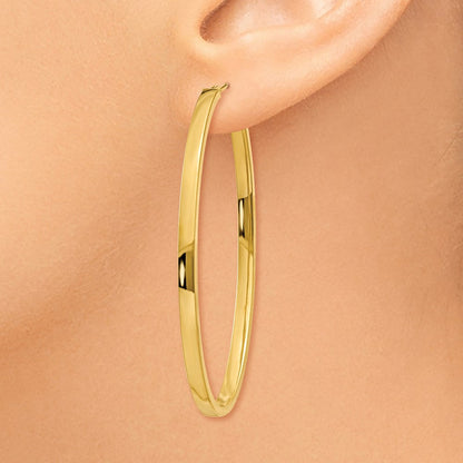 14K Gelbgold 14ky 3mm Poliert Groß Oval Creolen