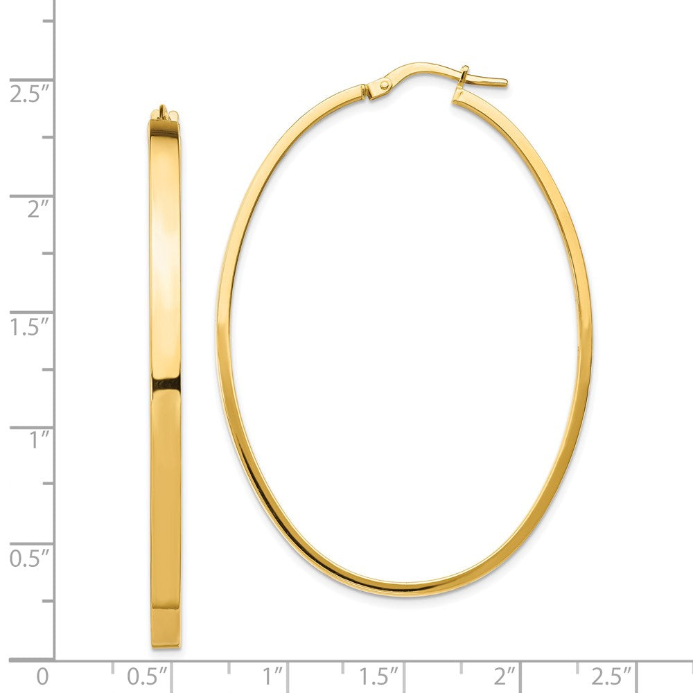 14K Gelbgold 14ky 3mm Poliert Groß Oval Creolen