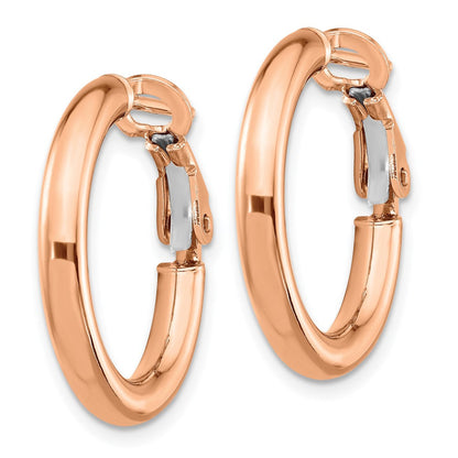 14K Roségold 3x15mm Poliert Rund Omega Rückseite Creolen