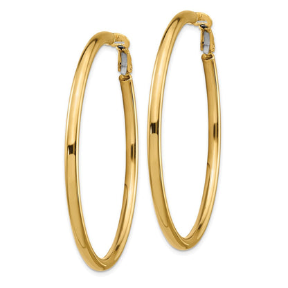 14K Gelbgold 3x45mm Poliert Rund Omega Rückseite Creolen