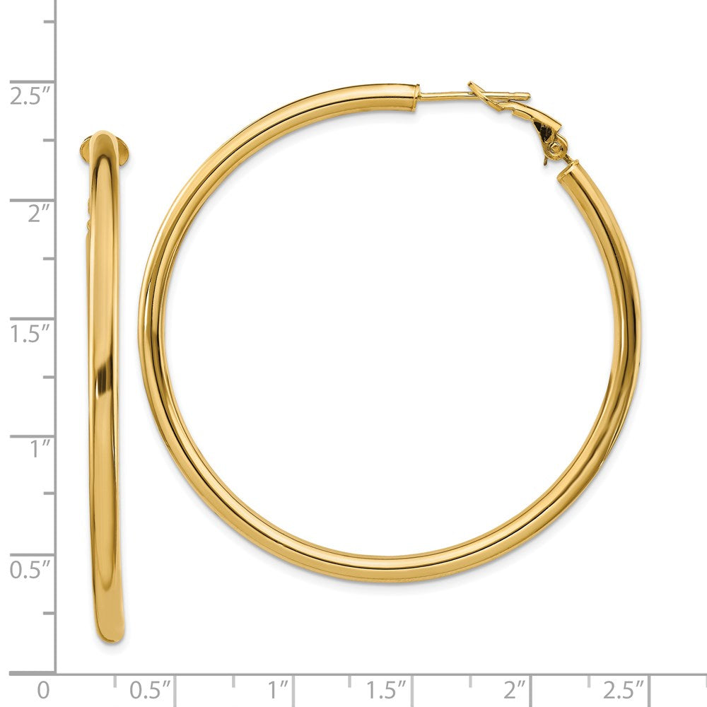 14K Gelbgold 3x45mm Poliert Rund Omega Rückseite Creolen