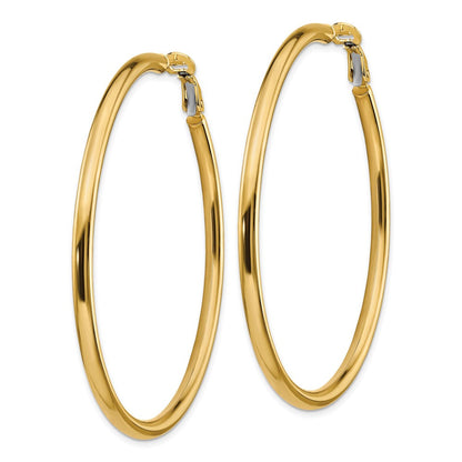 14K Gelbgold 3x50mm Poliert Rund Omega Rückseite Creolen