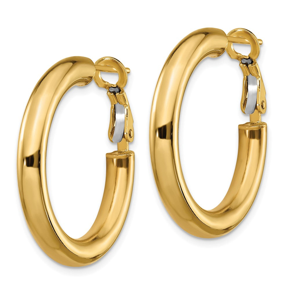 14K Gelbgold 4x20mm Poliert Rund Omega Rückseite Creolen