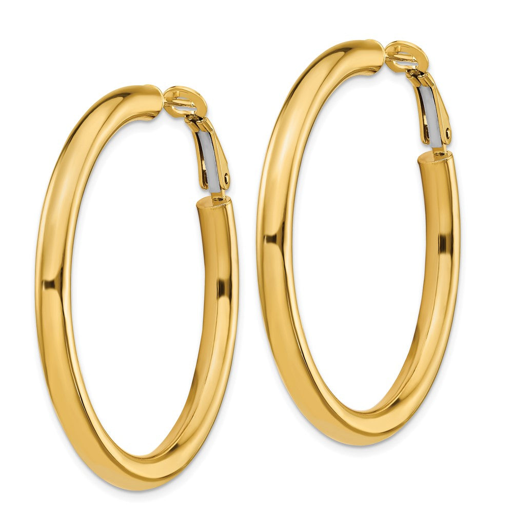 14K Gelbgold 4x35mm Poliert Rund Omega Rückseite Creolen