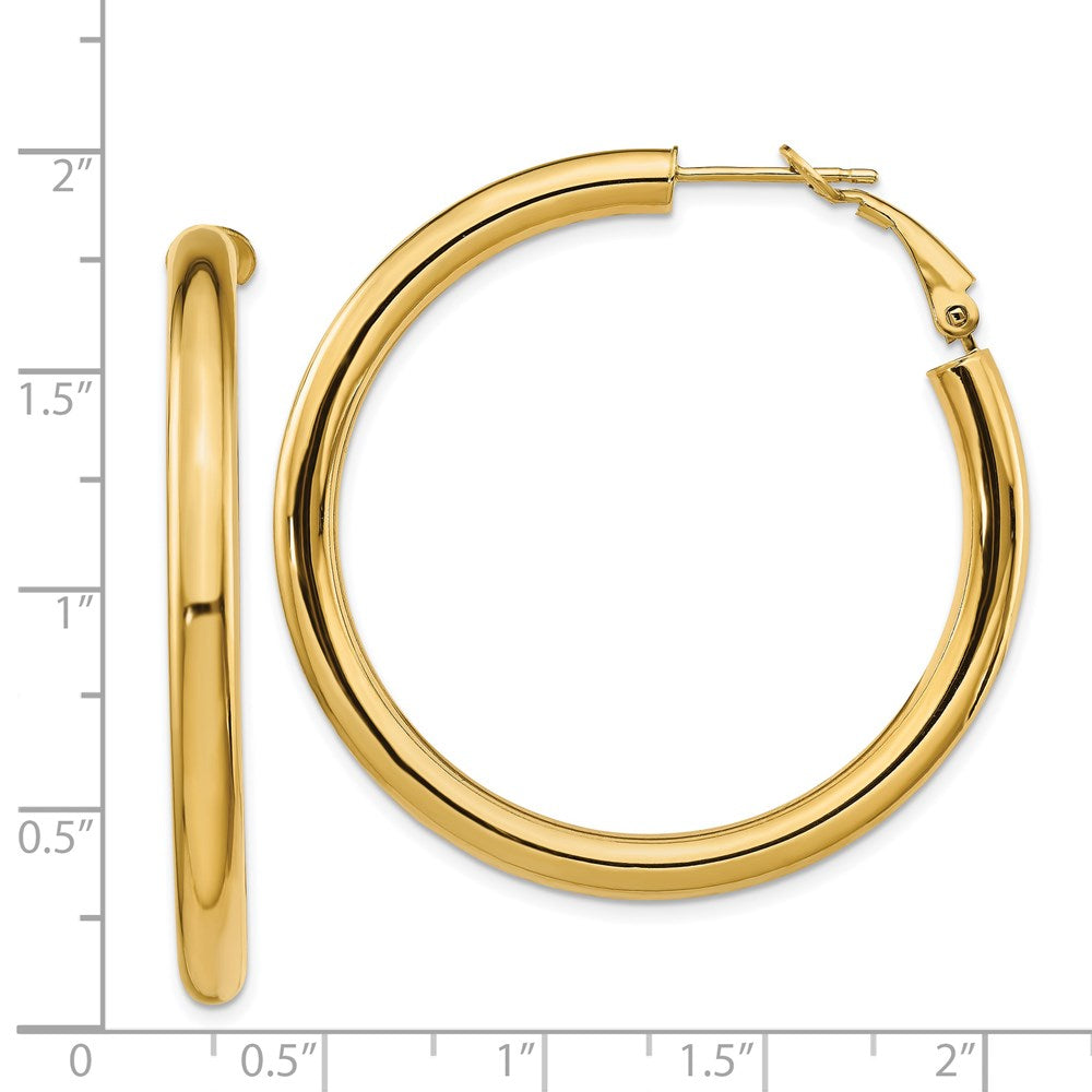 14K Gelbgold 4x35mm Poliert Rund Omega Rückseite Creolen