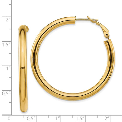 14K Gelbgold 4x35mm Poliert Rund Omega Rückseite Creolen