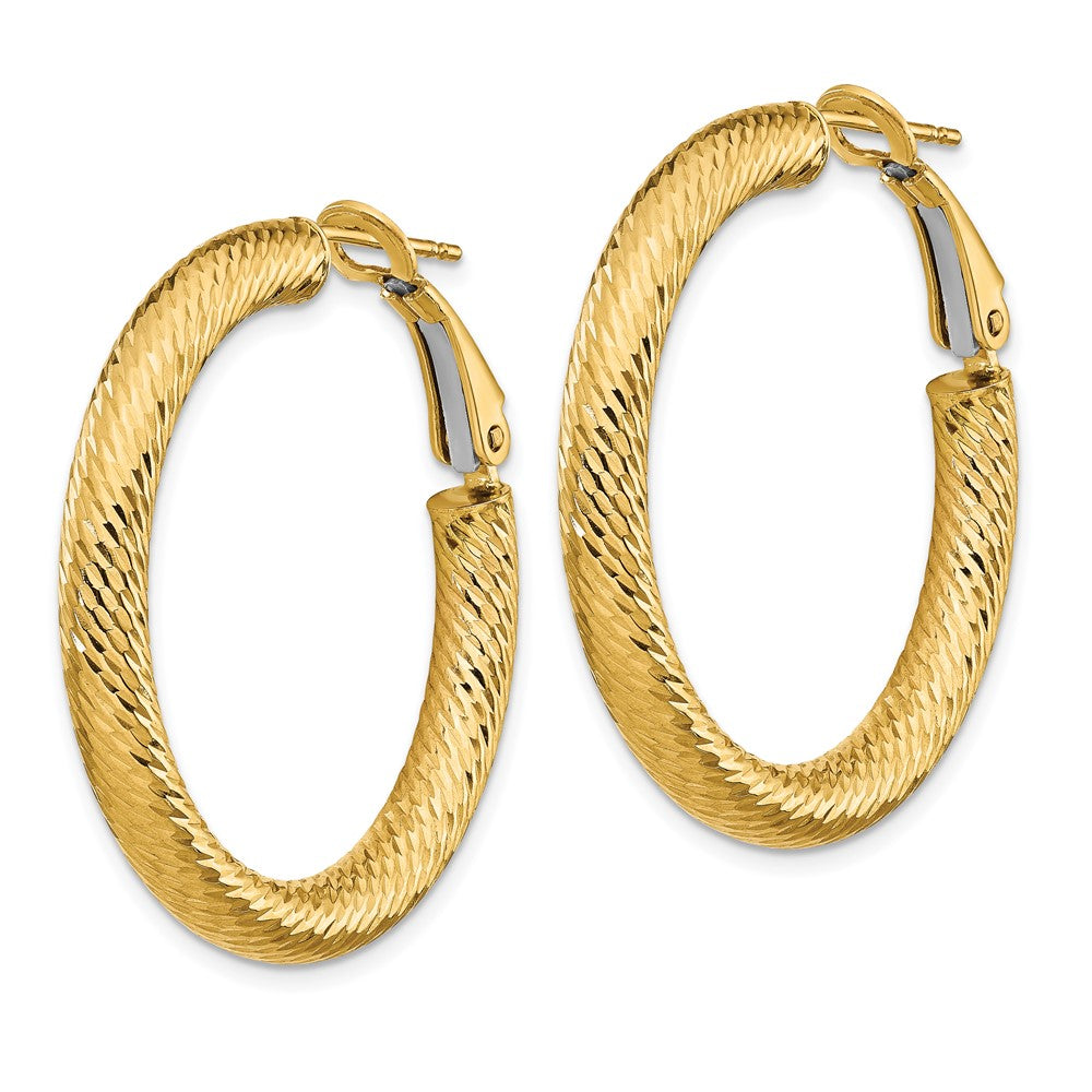 14K Gelbgold 4x25mm Diamantiert Rund Omega Rückseite Creolen