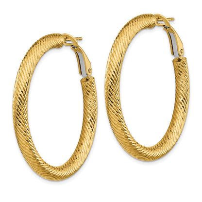 14K Gelbgold 4x30mm Diamantiert Rund Omega Rückseite Creolen