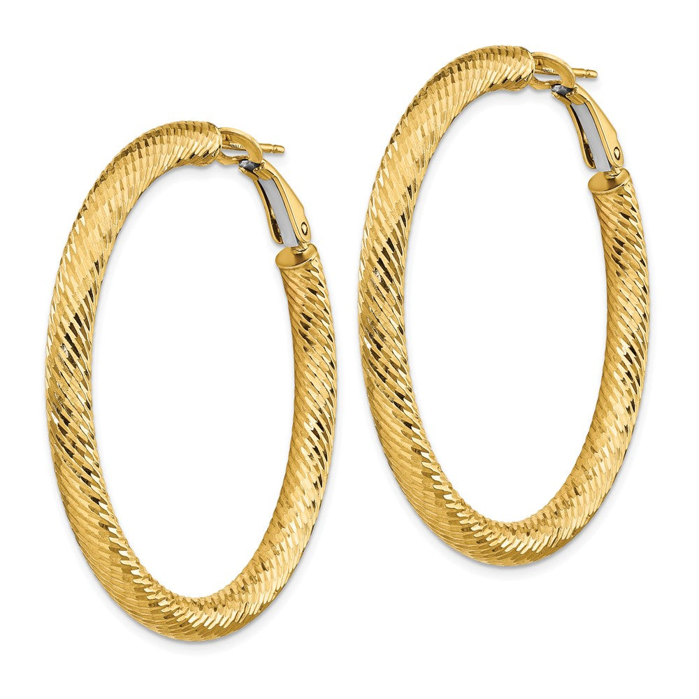 14K Gelbgold 4x35mm Diamantiert Rund Omega Rückseite Creolen