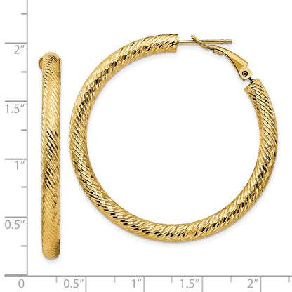 14K Gelbgold 4x35mm Diamantiert Rund Omega Rückseite Creolen