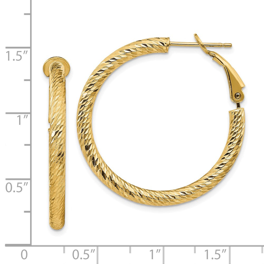 14K Gelbgold 3x25mm Diamantiert Rund Omega Rückseite Creolen