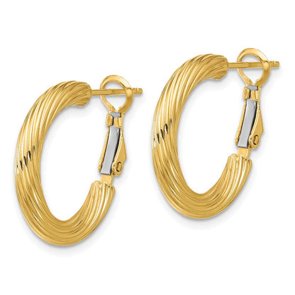 14K Gelbgold 3x15mm Gedreht Rund Creolen