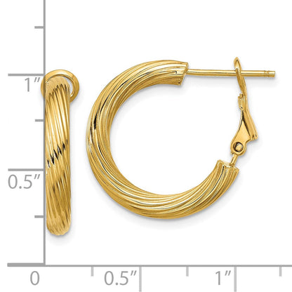 14K Gelbgold 3x15mm Gedreht Rund Creolen