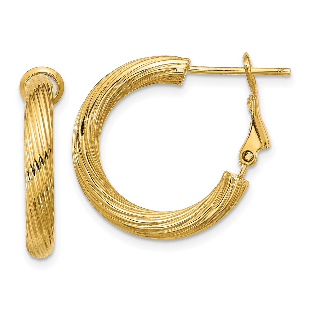 14K Gelbgold 3x15mm Gedreht Rund Creolen
