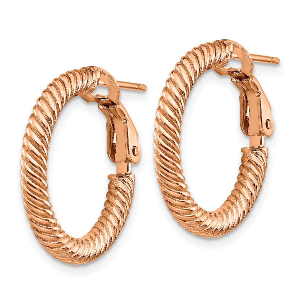 14K Roségold 3x15mm Gedreht Rund Creolen