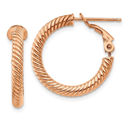 14K Roségold 3x15mm Gedreht Rund Creolen