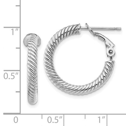 14K Weißgold 3x15mm Gedreht Rund Creolen