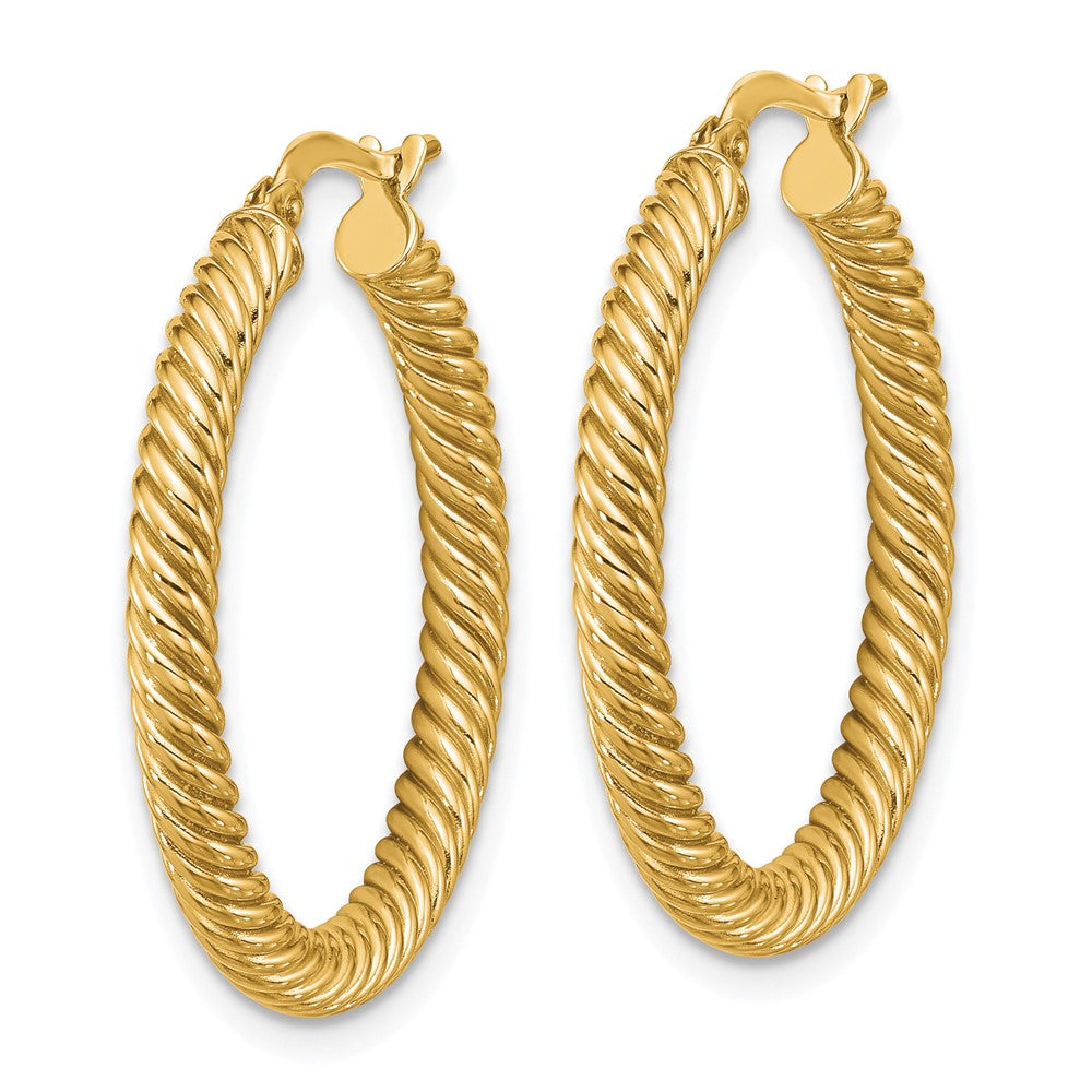 14K Gelbgold 3x20mm Gedreht Rund Creolen