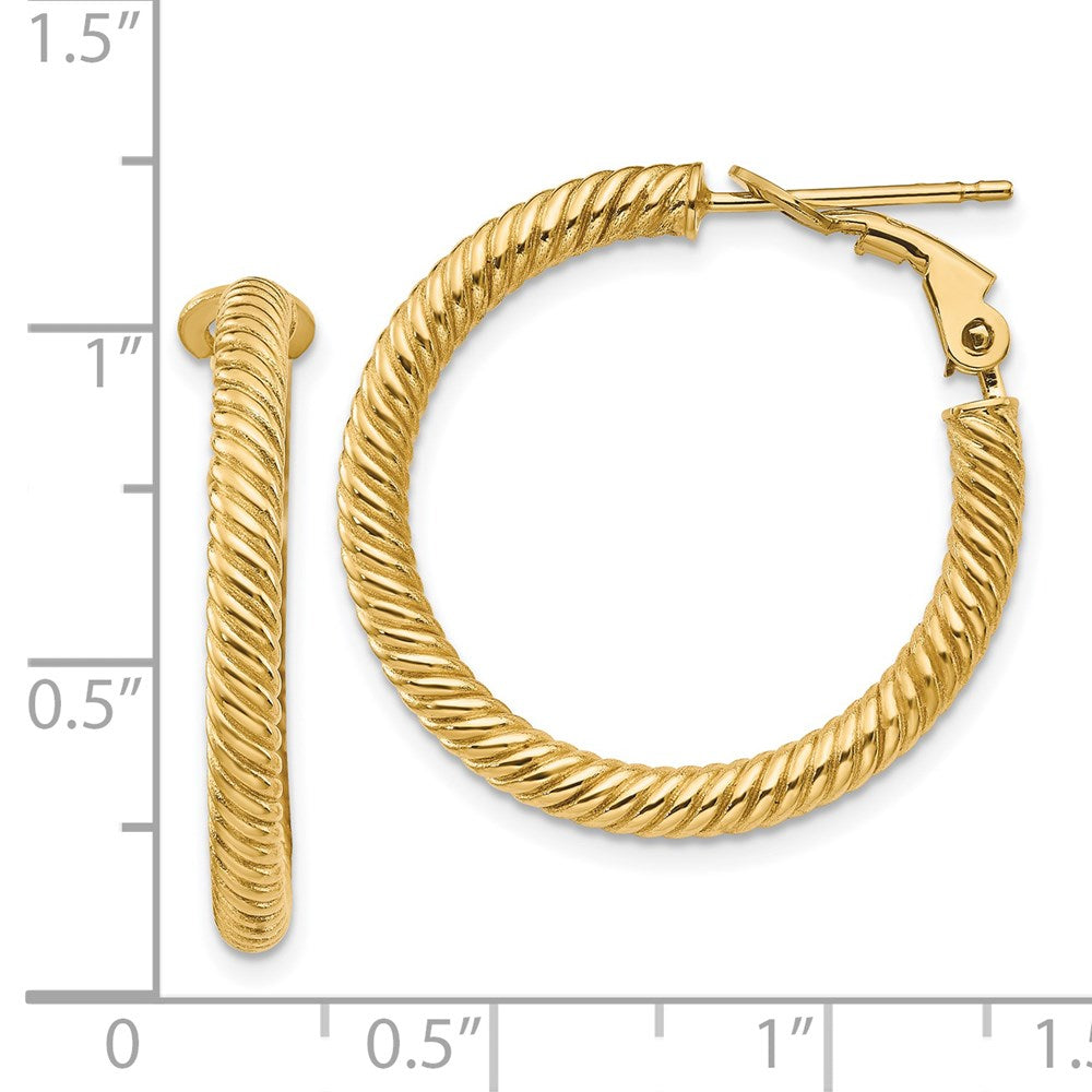 14K Gelbgold 3x20mm Gedreht Rund Creolen